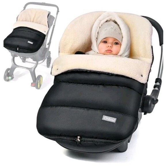 Orzbow Winter Baby Car Seat Cover - Universal Infant Bunting Bag - Black Tan - Picture 1 of 8